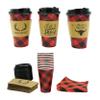 4E's Novelty 16oz Buffalo Plaid Christmas Cups with Lids, Cup Sleeves, Napkins(12 Packs) Insulated Disposable Paper Coffee Cups for Hot Cocoa Birthday Party Supplies, Hot Chocolate Bar view 1