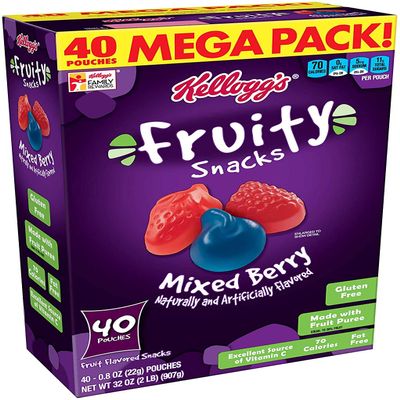 Fruity Snacks, Mixed Berry, Gluten Free, Fat Free, 32 Oz (40 Pouches).1 Pack (0.8 Ounce (Pack of 40)