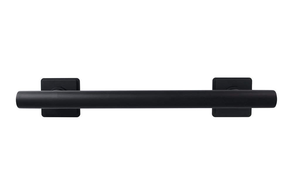 36-inch Coronado Designer Straight Bathroom Shower Grab Bar with Decorative Square Flanges, Matte Black