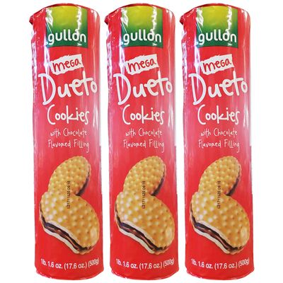Gullon Dueto Cookies with Chocolate Flavored Filling (3 Pack, Total of 52.8oz)