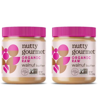 Nutty Gourmet Organic Walnut Butter - Raw Nut Butter - No Added Sugar - Unsalted - All Natural - Peanut Free - Vegan - California Grown Walnuts - Keto Snack - Gluten Free (10oz, 2 Pack)