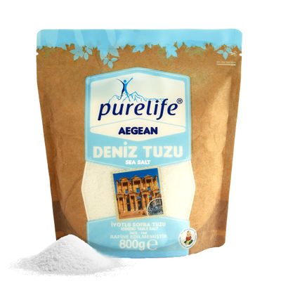 Purelife Iodized Organic Sea Salt Fine Ground Unrefined Kosher Sea Salt for Cooking & Baking | Aegean Harvested, Gluten-Free, Ideal for Paleo, Keto, Vegan Diets 1.76 lbs