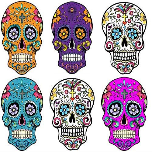 1/2 Sheet - Sugar Skulls Halloween Birthday - D24664 - 2D Edible Cake Cupcake Party Topper