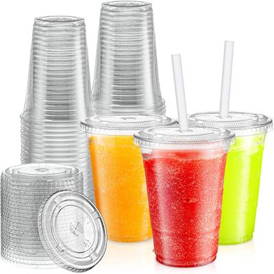 Nicole Fantini PET Crystal Clear Disposable Plastic Cups with lids, Clear Plastic Cups with Straw Slot Lid [500 Sets] (12)