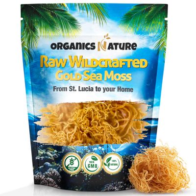 Organics Nature Raw Wildcrafted Sea Moss | Organic Wildcrafted & Non-GMO Certified | Dr Sebi Approved | Make 5 Jars of Sea Moss Gel | Immune Support, Energy &e Essential Minerals & Vitamins 4 oz