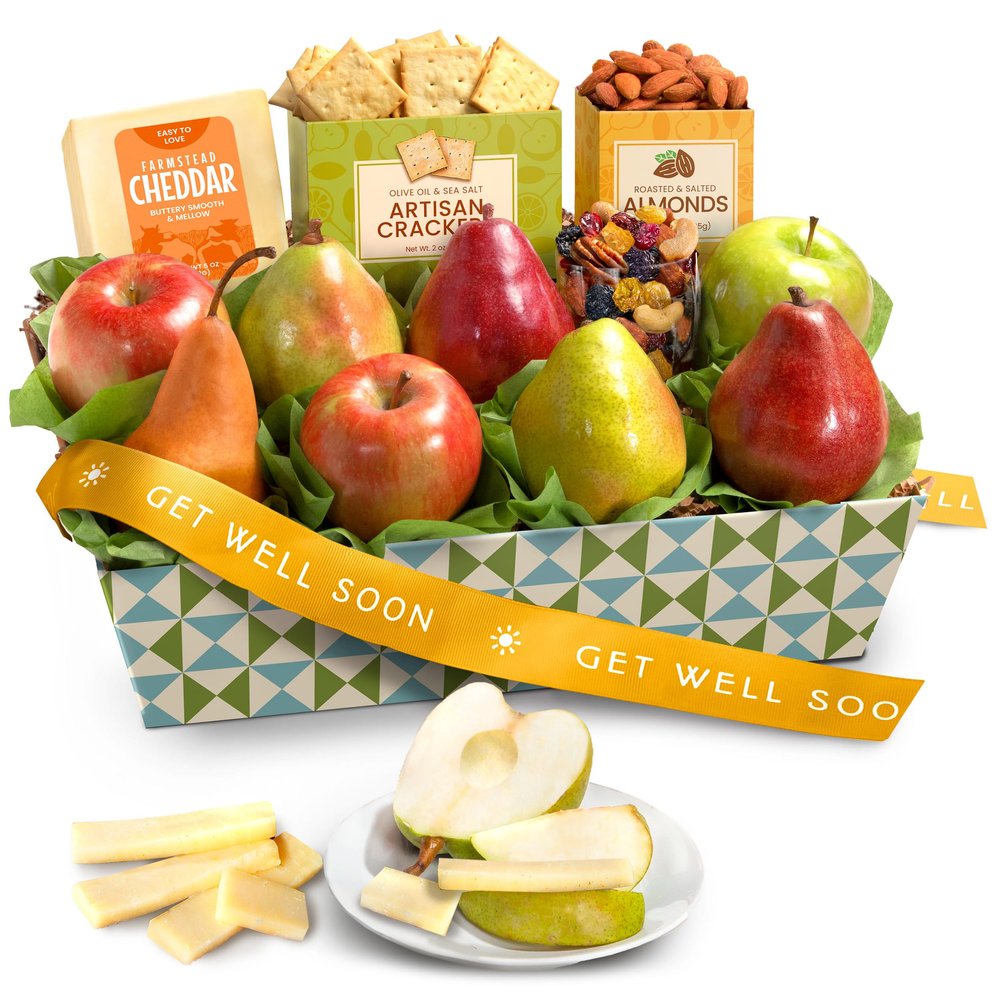 A Gift Inside Get Well Soon Cheese and Nuts Classic Fruit Basket