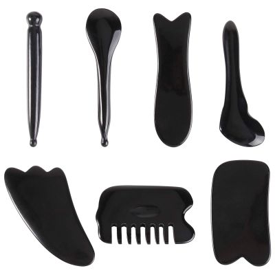 1 Set 7PCS Scraping Board Set Skin Care Tools for face Massage kit Facial Spatula Massage Scraper kit Back Natural Anti Aging Simple Massaging Tools Fitness Massagers Comb
