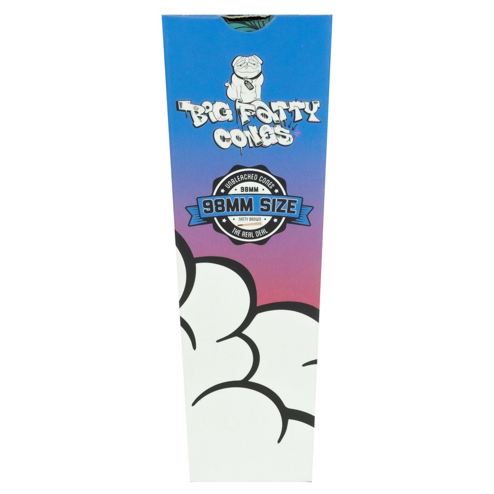 Big Fatty Cones - 98MM | Pre-Rolled Cones 26MM Tip | Natural White Unbleached Paper