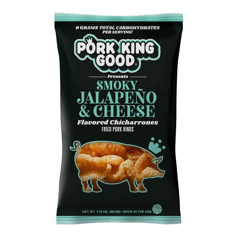 Pork King Good Smoky Jalapeo & Cheese Pork Rinds (Chicharrones) (4 PACK) Keto Snacks
