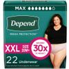Depend Fresh Protection Adult Diapers, Incontinence & Postpartum Bladder Leak Underwear for Women, Disposable, Maximum, Extra-Extra-Large, Blush, 22 Count, Packaging May Vary view 1