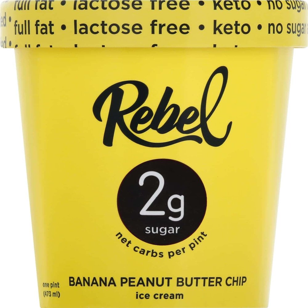 Rebel Ice Cream - Low Carb, Keto - Banana Peanut Butter Chip (8 Count)