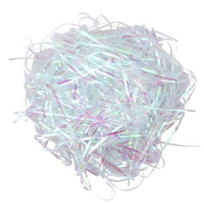 EXCEART 20g Silk Iridescent Shredded Paper Fill for Baskets Transparent Hamper Filler Crinkle Cut Tissue Paper Shred for Party Supplies Weddings Birthdays and More