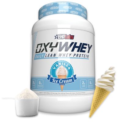 EHP Labs OxyWhey Whey Protein Isolate  25g High Protein, Low Carb, Sugar Free Meal Replacement  Lean Whey Powder for Muscle Recovery  Non-GMO, Gluten Free  25 Serves  Vanilla Ice Cream