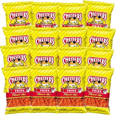 Chester's Flamin' Hot Fries - Snack Pack of 16 Gluten Free Healthy Chips & Crisps- Bulk Snacks & Individual Chips - Variety Chips for All Adults, Teenagers, and Kids Snacks, 1.75 Ounce Bags
