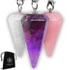 Dowsing Pendulums Set Amethyst Rose Quartz & Clear Cristal view 1