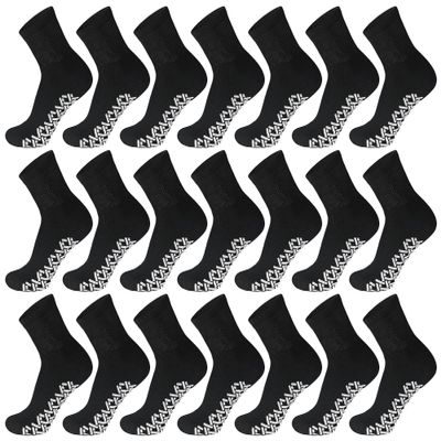 60 Pairs of Men's Non-Skid Diabetic Cotton Quarter Socks, Non Binding Top Therapeutic Cotton Gripper Socks (Black, Socks Size 10-13)