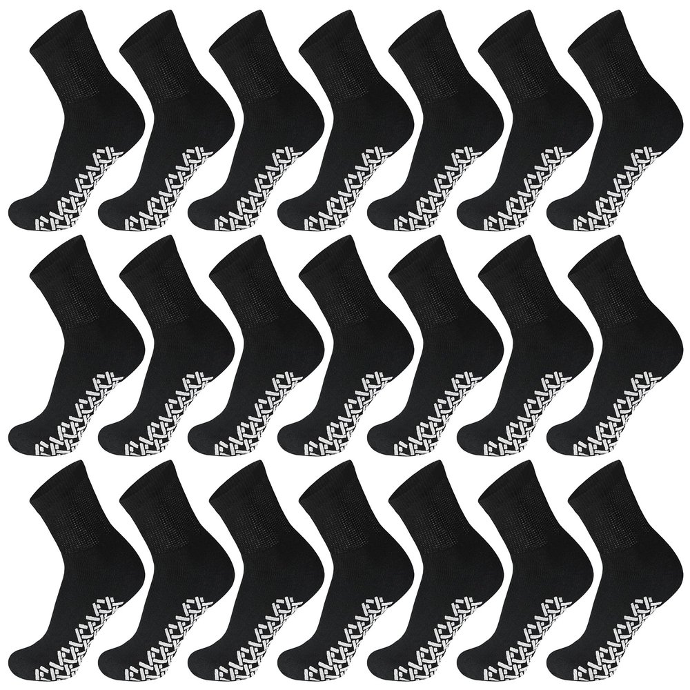 60 Pairs of Men's Non-Skid Diabetic Cotton Quarter Socks, Non Binding Top Therapeutic Cotton Gripper Socks (Black, Socks Size 10-13)