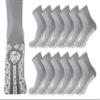 12 Pairs of Men's Non-Skid Diabetic Cotton Quarter Socks, Non Binding Top Therapeutic Cotton Gripper Socks (Grey, Socks Size 10-13) view 1