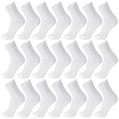 60 Pairs of Men's Non-Skid Diabetic Cotton Quarter Socks, Non Binding Top Therapeutic Cotton Gripper Socks (White, Socks Size 10-13)
