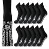 24 Pairs of Men's Non-Skid Diabetic Cotton Quarter Socks, Non Binding Top Therapeutic Cotton Gripper Socks (Black, Socks Size 10-13) view 1