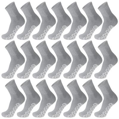 60 Pairs of Men's Non-Skid Diabetic Cotton Quarter Socks, Non Binding Top Therapeutic Cotton Gripper Socks (Grey, Socks Size 10-13)