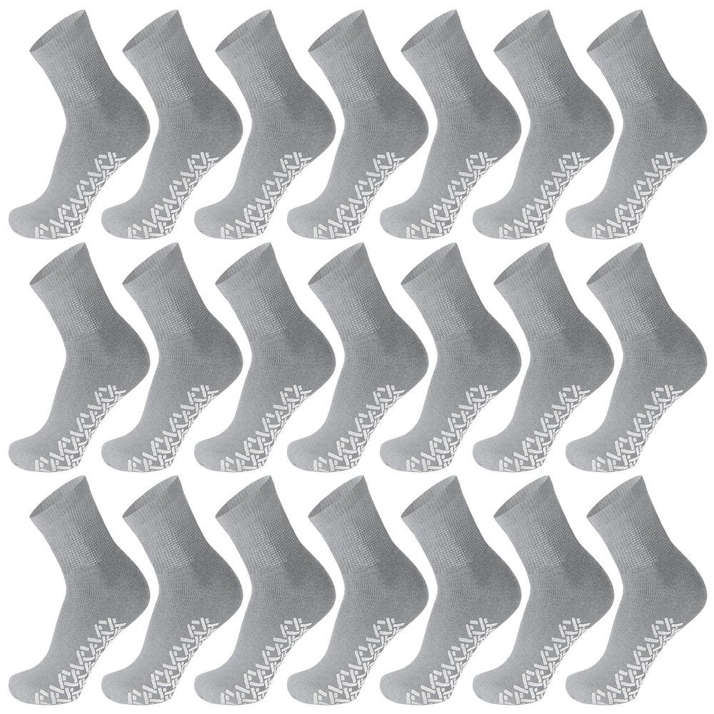 60 Pairs of Men's Non-Skid Diabetic Cotton Quarter Socks, Non Binding Top Therapeutic Cotton Gripper Socks (Grey, Socks Size 10-13)