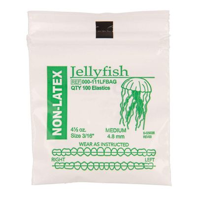 American Orthodontics Elastics Non-Latex Sea Life Jellyfish | Medium, 4.5 Oz, 3/16" Size, 30 Packs Per Box, 3,000 Total | Made in The USA | Consistent Force, Hypo-allergenic Non-Latex Material