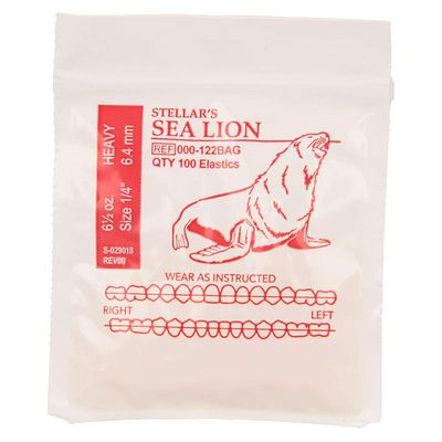 American Orthodontics Elastics Wildlife Sea Lion | Heavy, 6.5 Oz, 1/4" Size 50 Packs Per Box, 5,000 Total | Made in The USA | Exacting Dimensions, Precision Cutting, Top Quality Latex Tubing