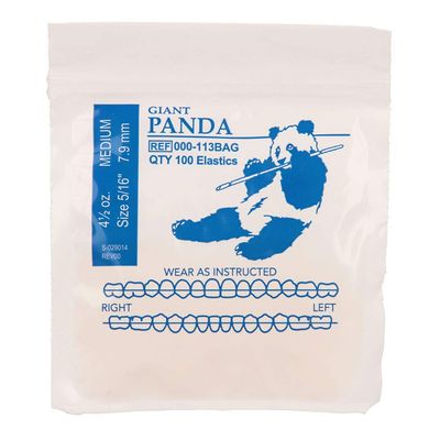 American Orthodontics Elastics Wildlife Panda | Medium, 4.5 Oz, 5/16" Size, 50 Packs Per Box, 5,000 Total | Made in The USA | Exacting Dimensions, Precision Cutting, Top Quality Latex Tubing