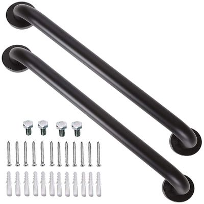 Black Shower Grab Bar 16 Inch - 1.25" Diameter, iMomwee 2 Pack Stainless Steel Bathroom Grab Bar Handle, Bathroom Shower Balance Bar,Safety Hand Rail Support,Handicap Elderly Senior Assist Bath Handle