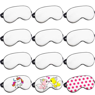 10 Pieces Eye Sleep Coverings Sublimation Beige White Blank Silk Eye Coverings Soft Heat Transfer Sleep Shade Blindfold with Adjustable Strap for Sleeping Travel Nap Meditation Team Games
