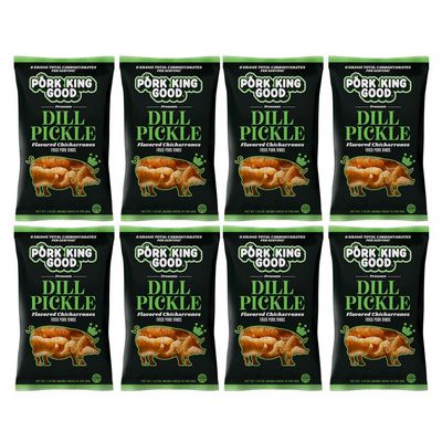 Pork King Good Pork Rinds (Chicharrones) (Dill Pickle, 8 Pack)