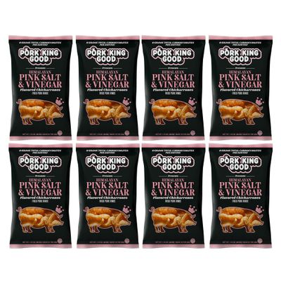 Pork King Good Himalayan Pink Salt & Vinegar Pork Rinds (Chicharrones) (8 Pack)