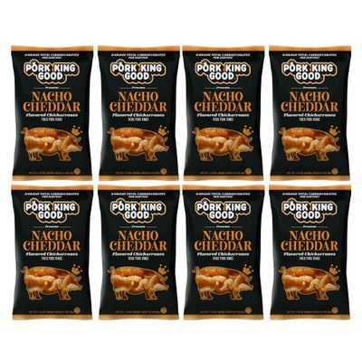 Pork King Good Pork Rinds (Chicharrones) (Nacho Cheddar, 8 Pack)