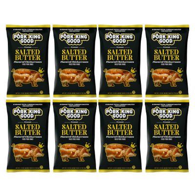 Pork King Good Salted Butter Pork Rinds (Chicharrones) (8 Pack)