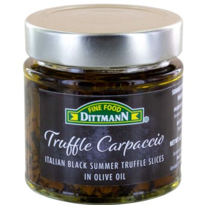 100% Italian Black Summer Truffle Carpaccio (6.35 Oz) - Thin Shaved Truffle Slices (Tuber Aestivum) in Olive Oil - Gourmet Ready to Eat Truffles