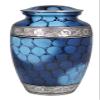 'Cloudy Blue Zircon' Handcrafted Adult Cremation Urn for Human Ashes, Large, Engraved, Painted; 10.5" X 6.25", with Velvet Bag view 1