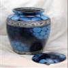 'Cloudy Blue Zircon' Handcrafted Adult Cremation Urn for Human Ashes, Large, Engraved, Painted; 10.5" X 6.25", with Velvet Bag view 3
