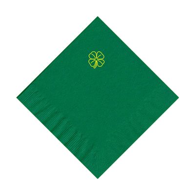 100 2-Ply Cocktail Personalized Napkins with 4 Leaf Clover