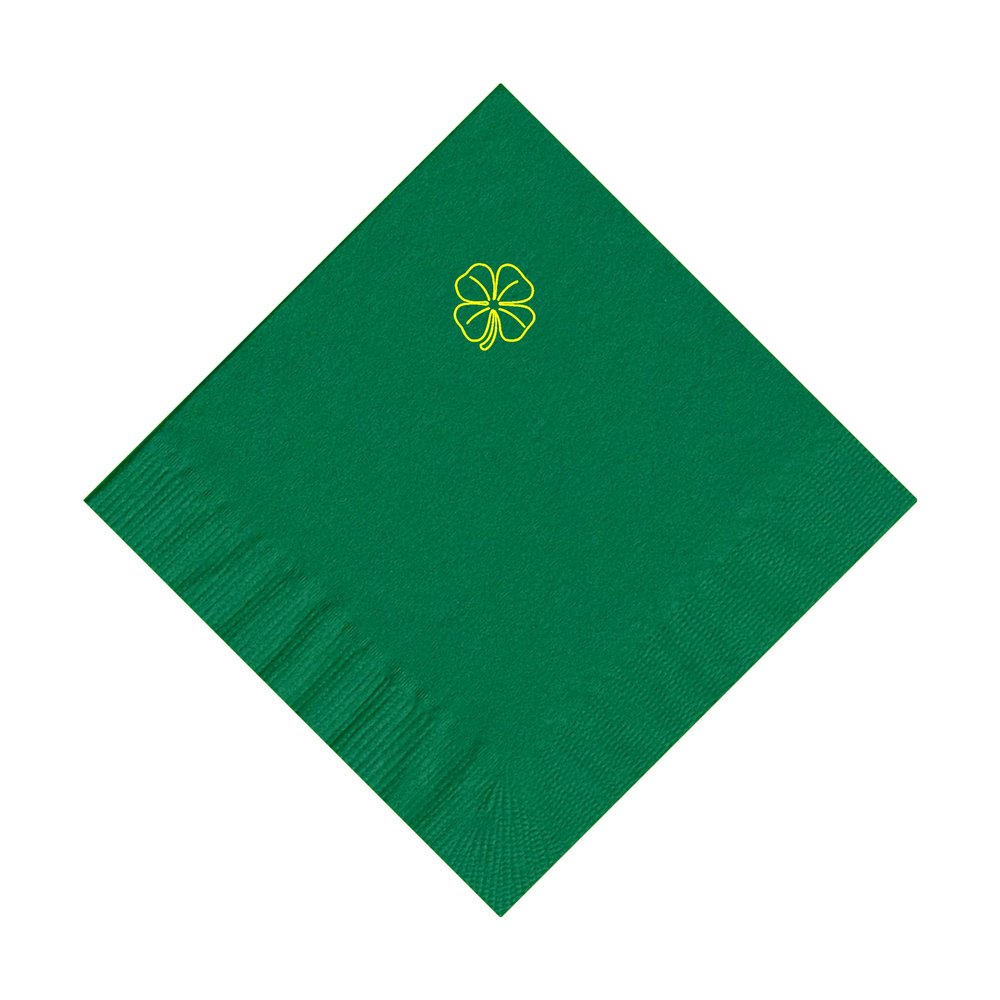 100 2-Ply Cocktail Personalized Napkins with 4 Leaf Clover