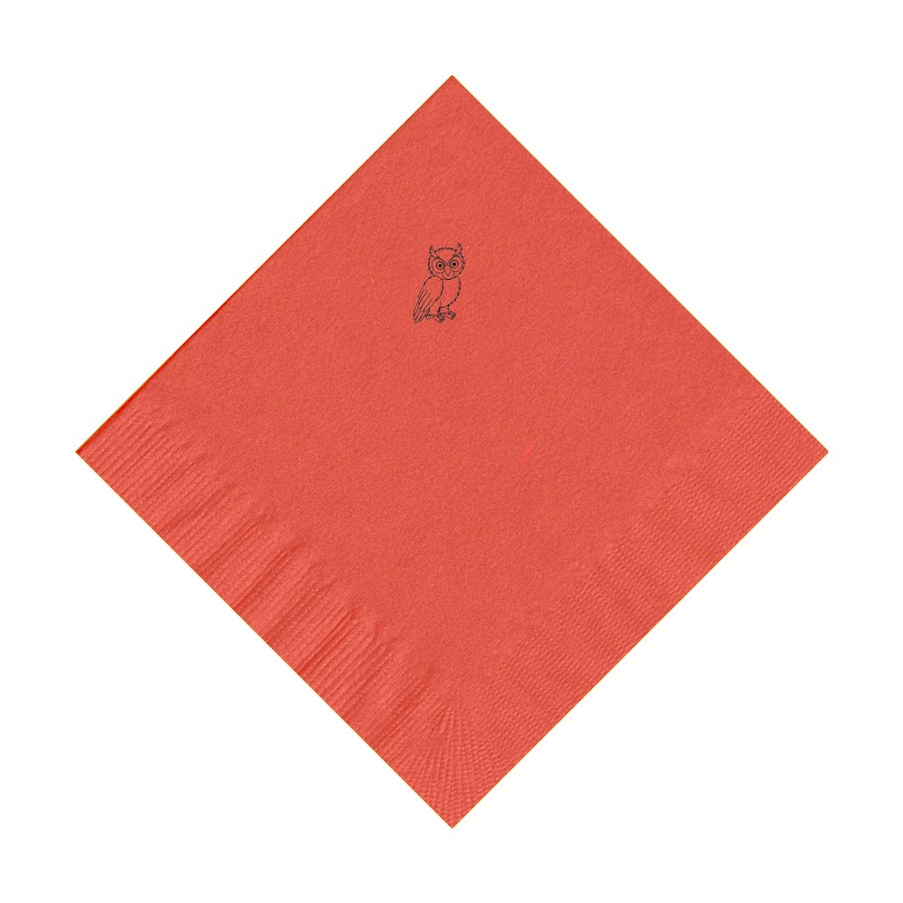 100 2-Ply Cocktail Personalized Napkins with Owl Logo