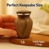 Small Keepsake Urn for Human Ashes Teak Wood Appearance Memorial Handcrafted Mini Urn for Sharing Recycled Cast Aluminum Secure Lid - Velvet Bag & Funnel Decorative Container view 3