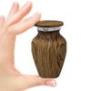 Small Keepsake Urn for Human Ashes Teak Wood Appearance Memorial Handcrafted Mini Urn for Sharing Recycled Cast Aluminum Secure Lid - Velvet Bag & Funnel Decorative Container view 4