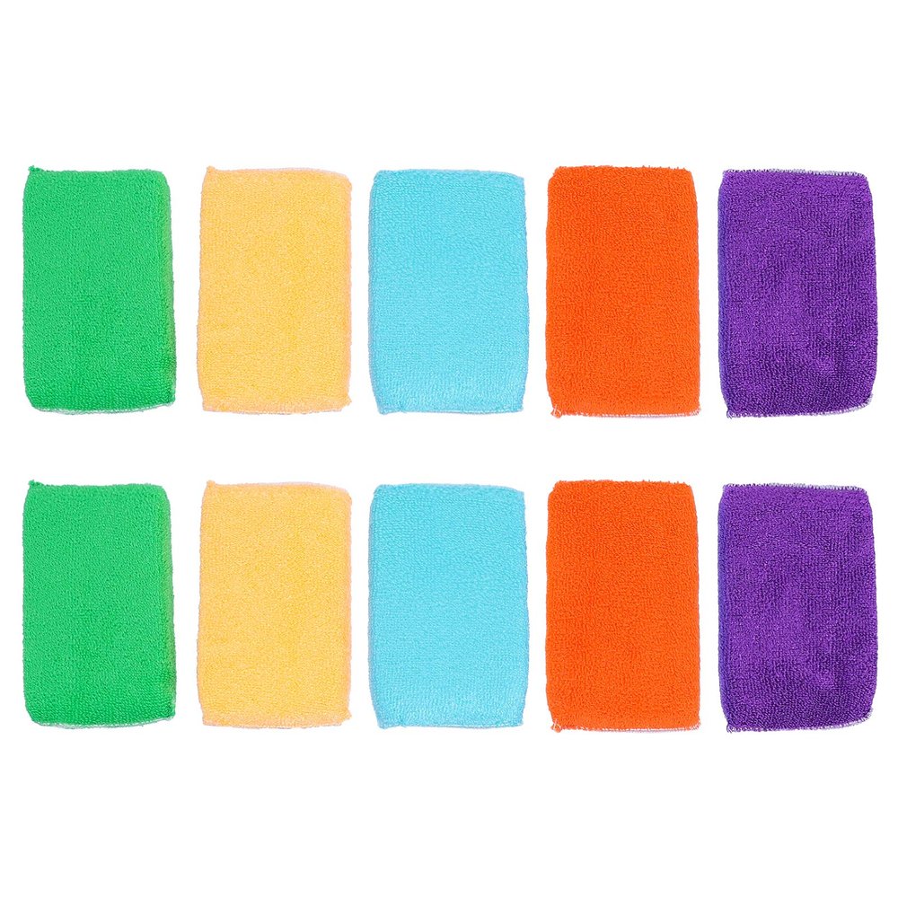 10pcs Fiber Cleaning Sponges Non-Oily Scrubbing Pads for Efficient Dishwashing and Kitchen Use Strong Water Absorption Multi-Function Cleaning Tool Random Color