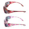 2 Pair Large Polarized Rhinestone Fit Over Reading Glasses Sunglasses Anti Glare Oval Rectangular (Deep Red/Floral) view 2
