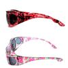 2 Pair Large Polarized Rhinestone Fit Over Reading Glasses Sunglasses Anti Glare Oval Rectangular (Light Red/Floral) view 2