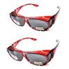 2 Pair Large Polarized Rhinestone Fit Over Reading Glasses Sunglasses Anti Glare Oval Rectangular (Deep Red/Deep Red) view 1