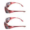 2 Pair Large Polarized Rhinestone Fit Over Reading Glasses Sunglasses Anti Glare Oval Rectangular (Deep Red/Deep Red) view 2