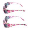2 Pair Large Polarized Rhinestone Fit Over Reading Glasses Sunglasses Anti Glare Oval Rectangular (Floral/Floral) view 2