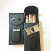 Personalized Engraved Free Cigar Case,Cutter-Black leather-Chrismas, Father's day gift view 1